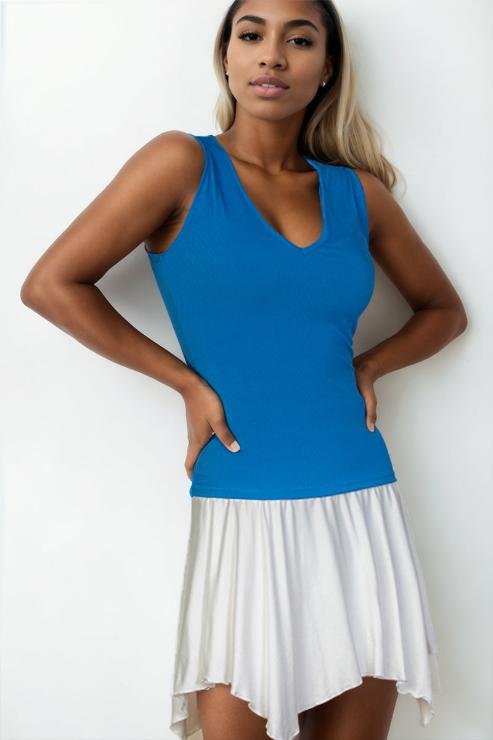 Ribbed V-Neck Sleeveless Top