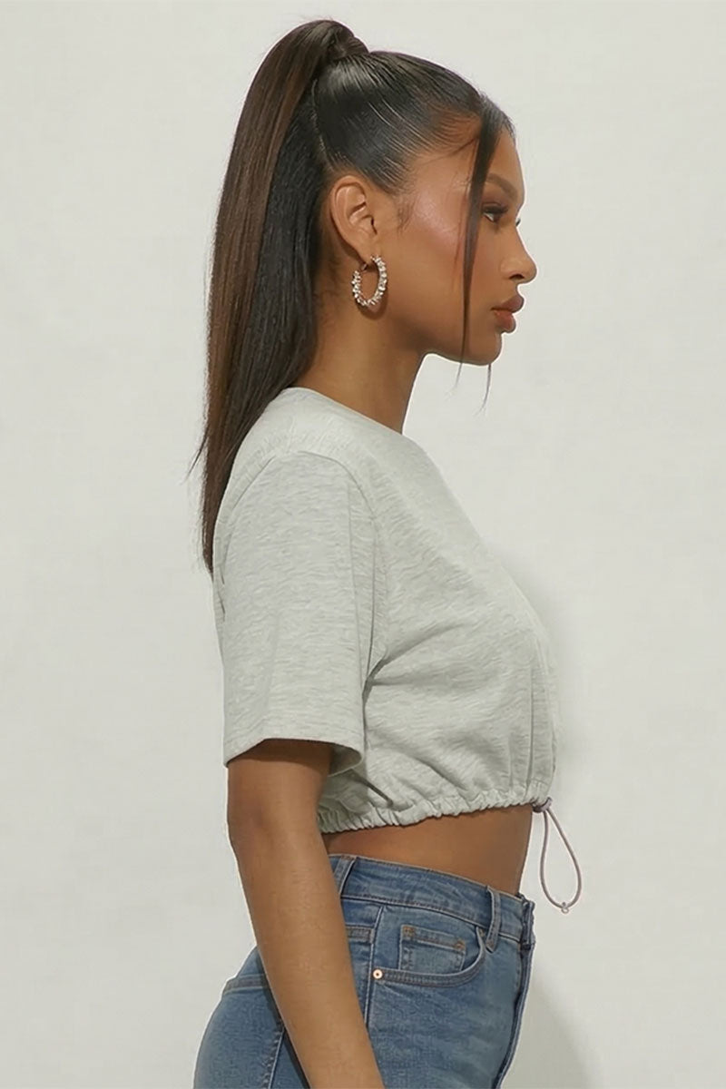 French Terry Toggle Drawstring Crop Top