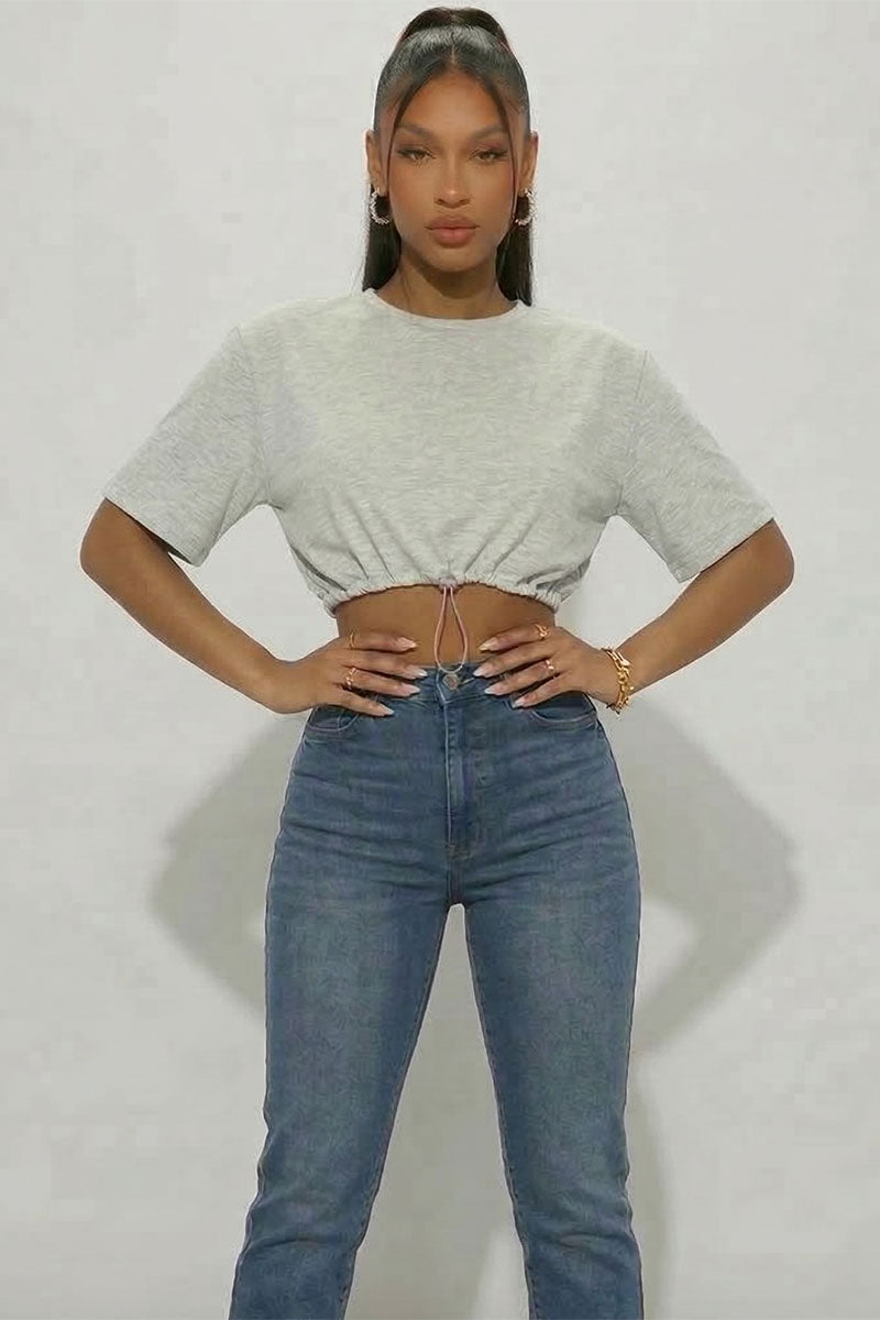 French Terry Toggle Drawstring Crop Top