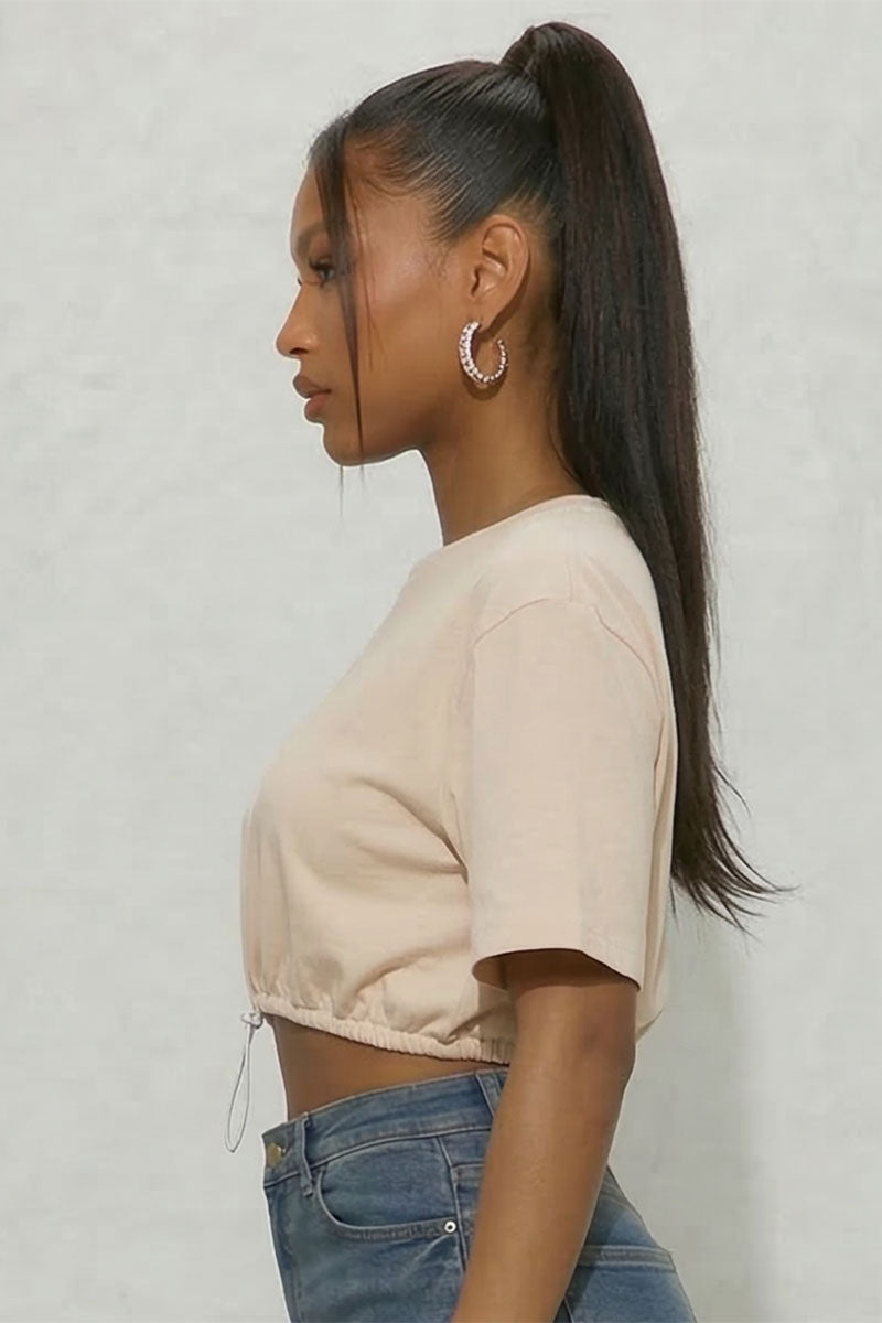 French Terry Toggle Drawstring Crop Top