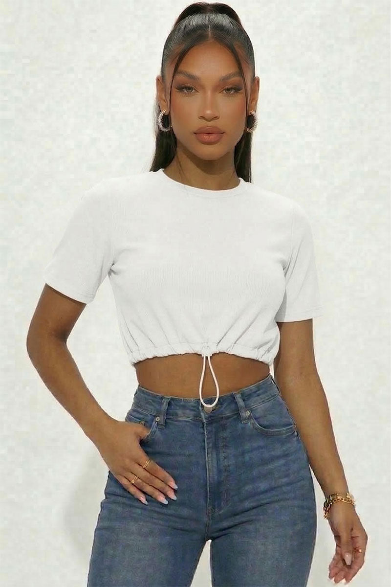 French Terry Toggle Drawstring Crop Top