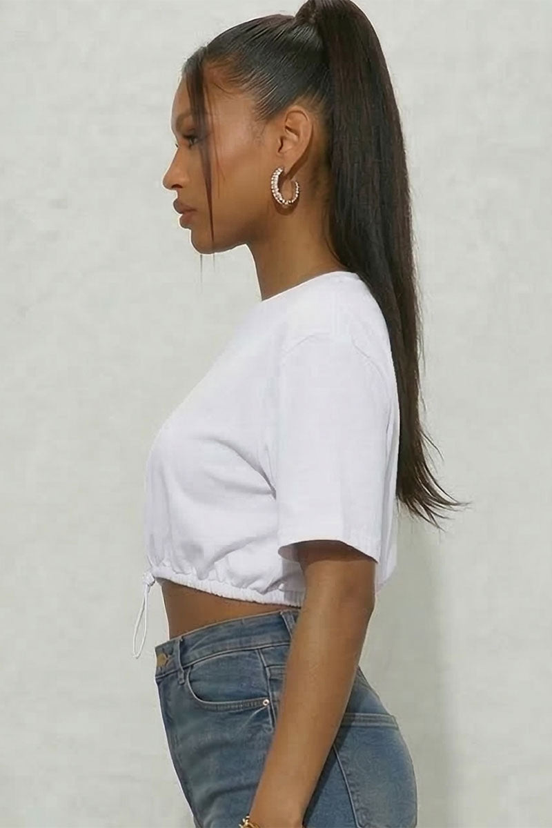 French Terry Toggle Drawstring Crop Top