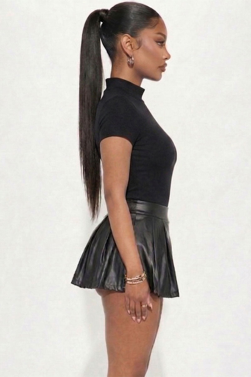Solid Mock Neck Short Sleeve Top
