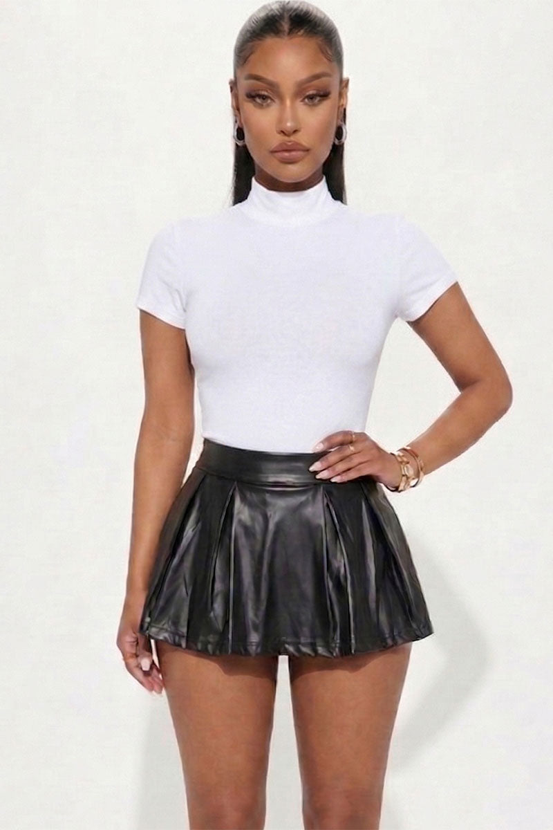 Solid Mock Neck Short Sleeve Top