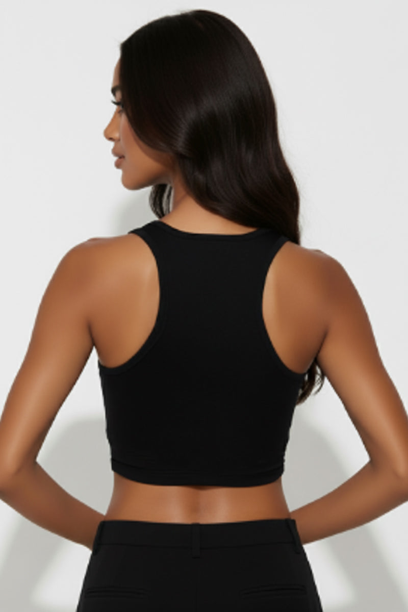 Sheer Mesh Panel Crop Tank Top