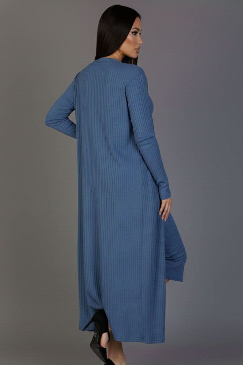 Ribbed Cardigan & Cami Midi Bodycon Dress