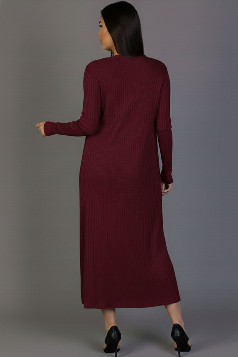 Ribbed Cardigan & Cami Midi Bodycon Dress
