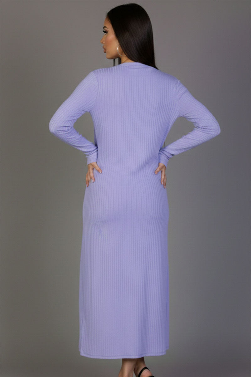 Ribbed Cardigan & Cami Midi Bodycon Dress