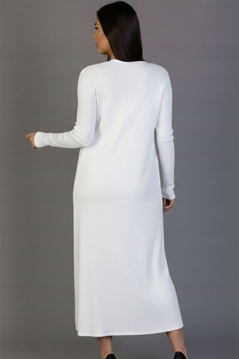 Ribbed Cardigan & Cami Midi Bodycon Dress