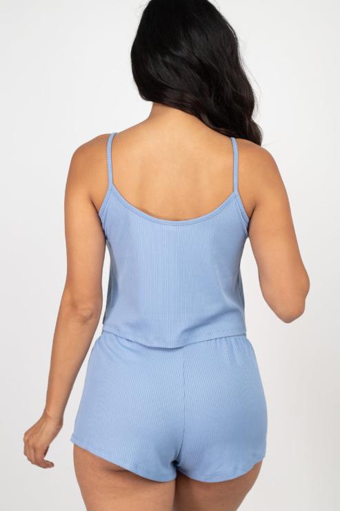 Ribbed Strappy Top & Shorts Set