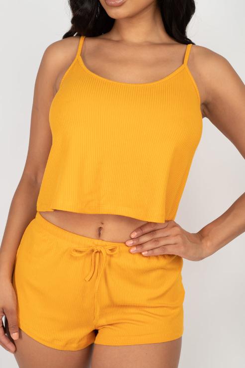 Ribbed Strappy Top & Shorts Set