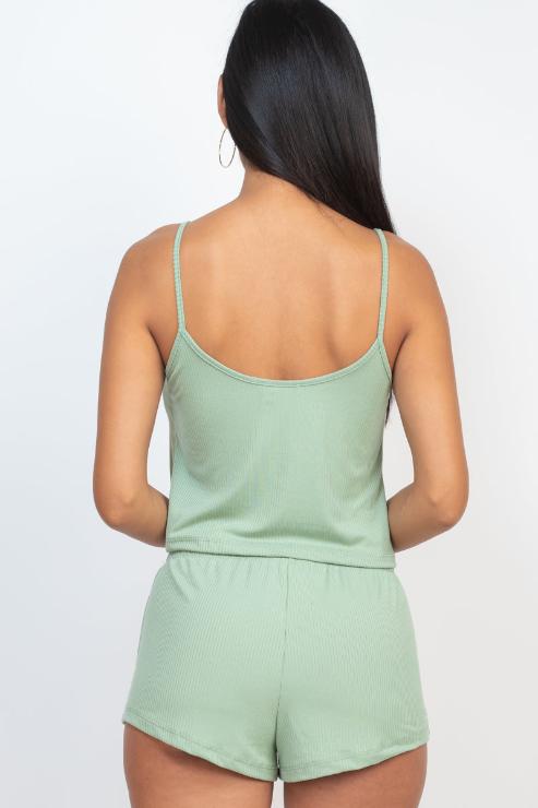 Ribbed Strappy Top & Shorts Set