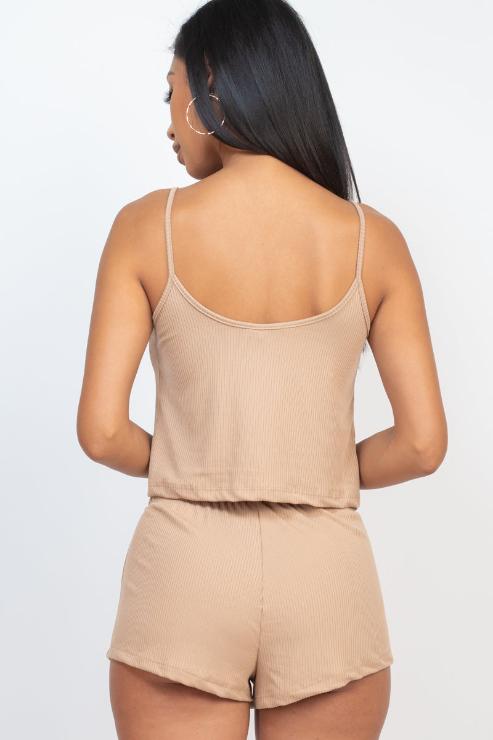Ribbed Strappy Top & Shorts Set
