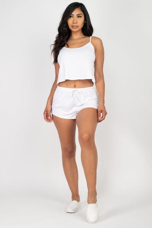 Ribbed Strappy Top & Shorts Set