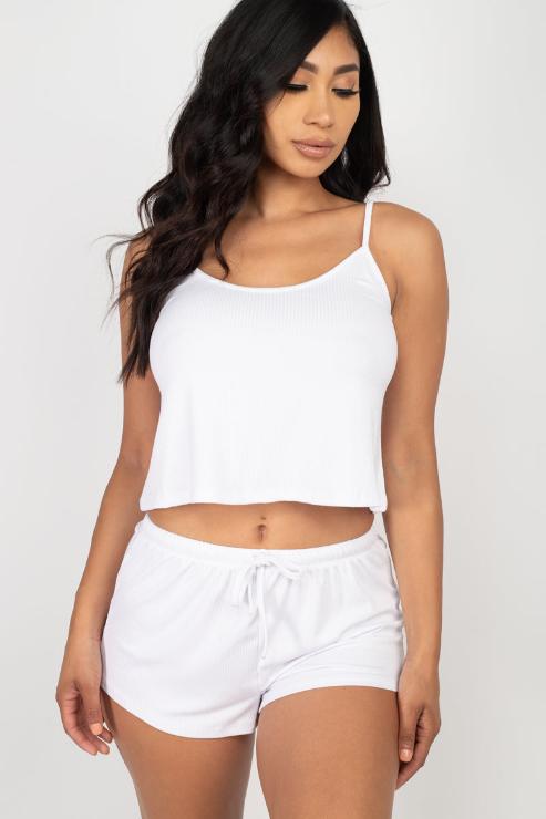 Ribbed Strappy Top & Shorts Set