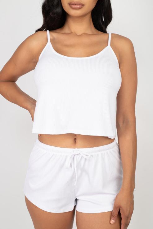 Ribbed Strappy Top & Shorts Set