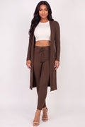 Ribbed Long Cardigan & Leggings Set