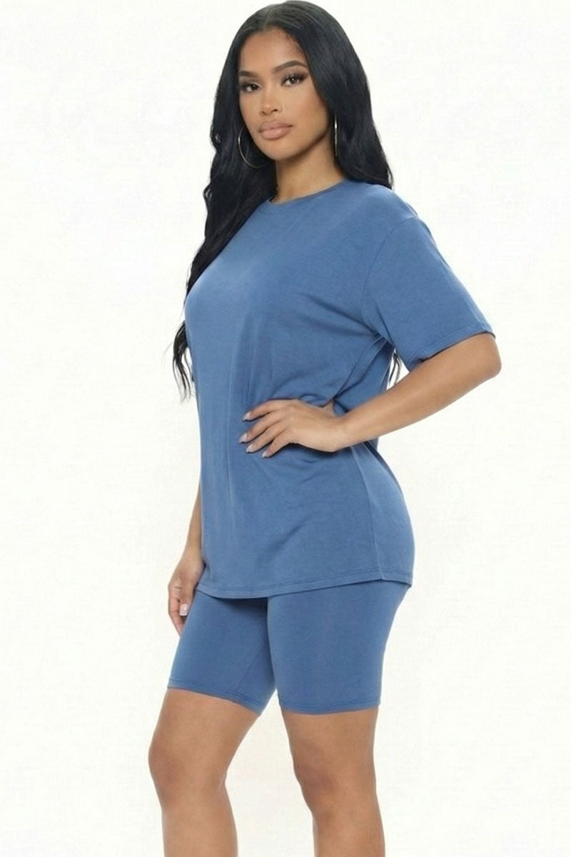 Loose Fit Top & Biker Shorts Set