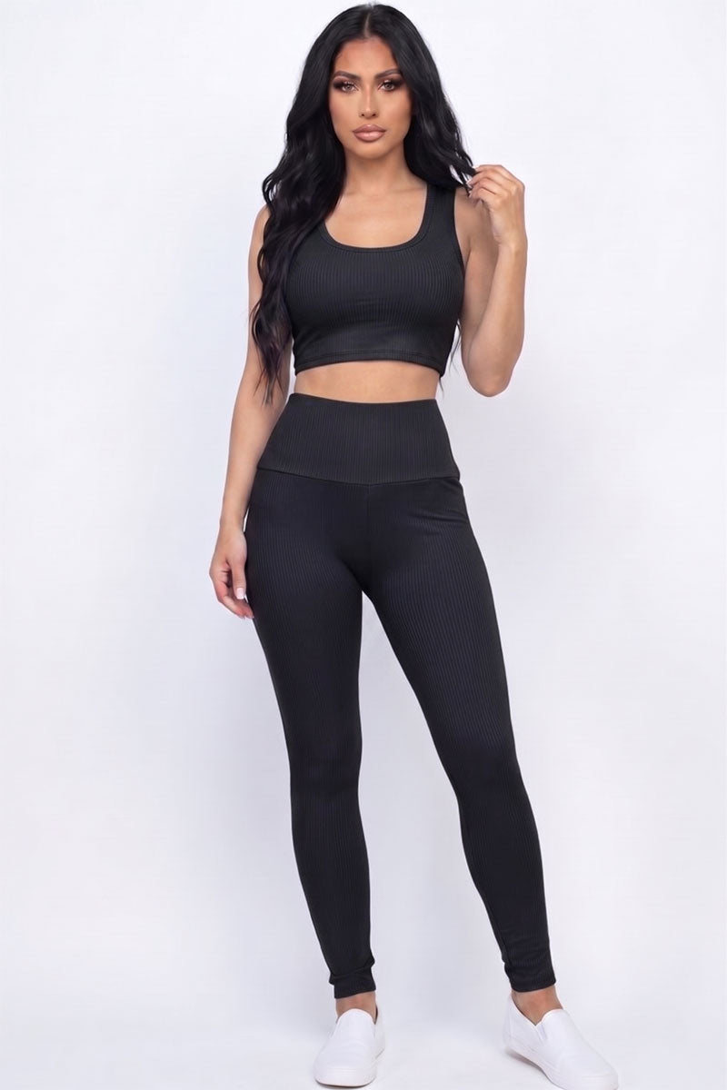 Ribbed Crop Top & Leggings Set
