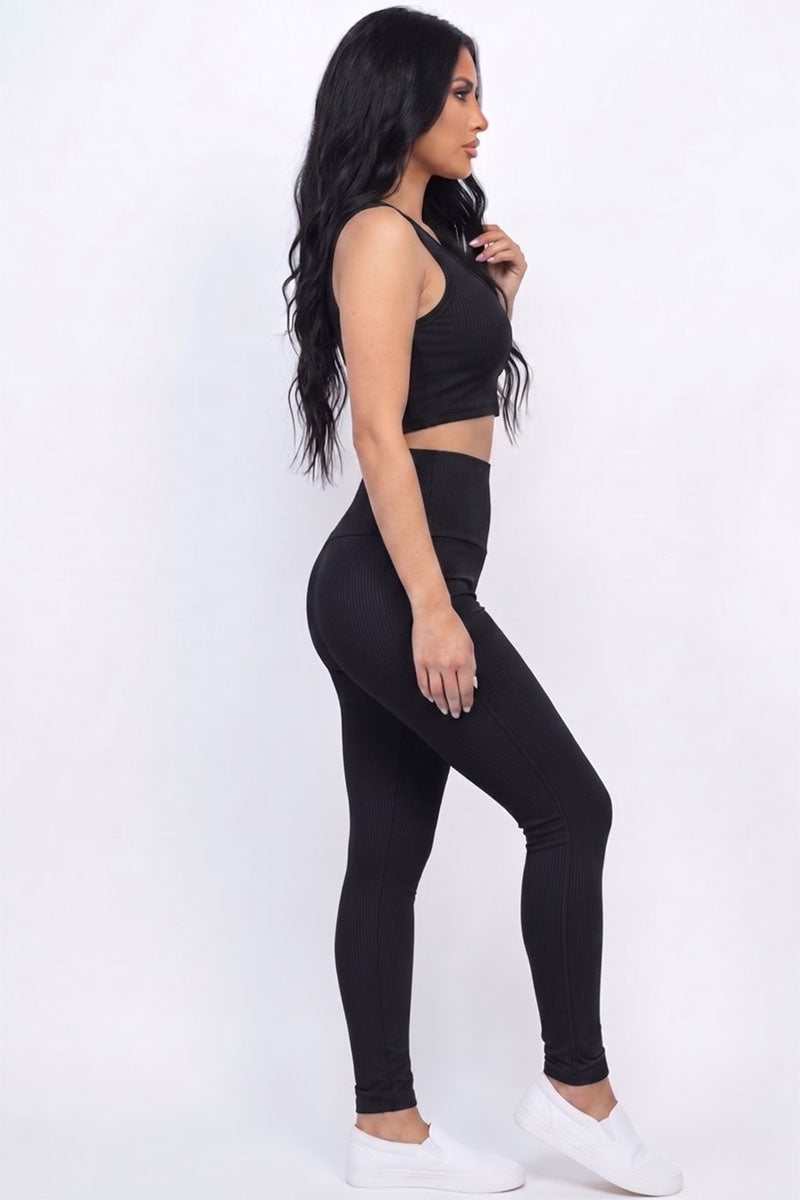 Ribbed Crop Top & Leggings Set