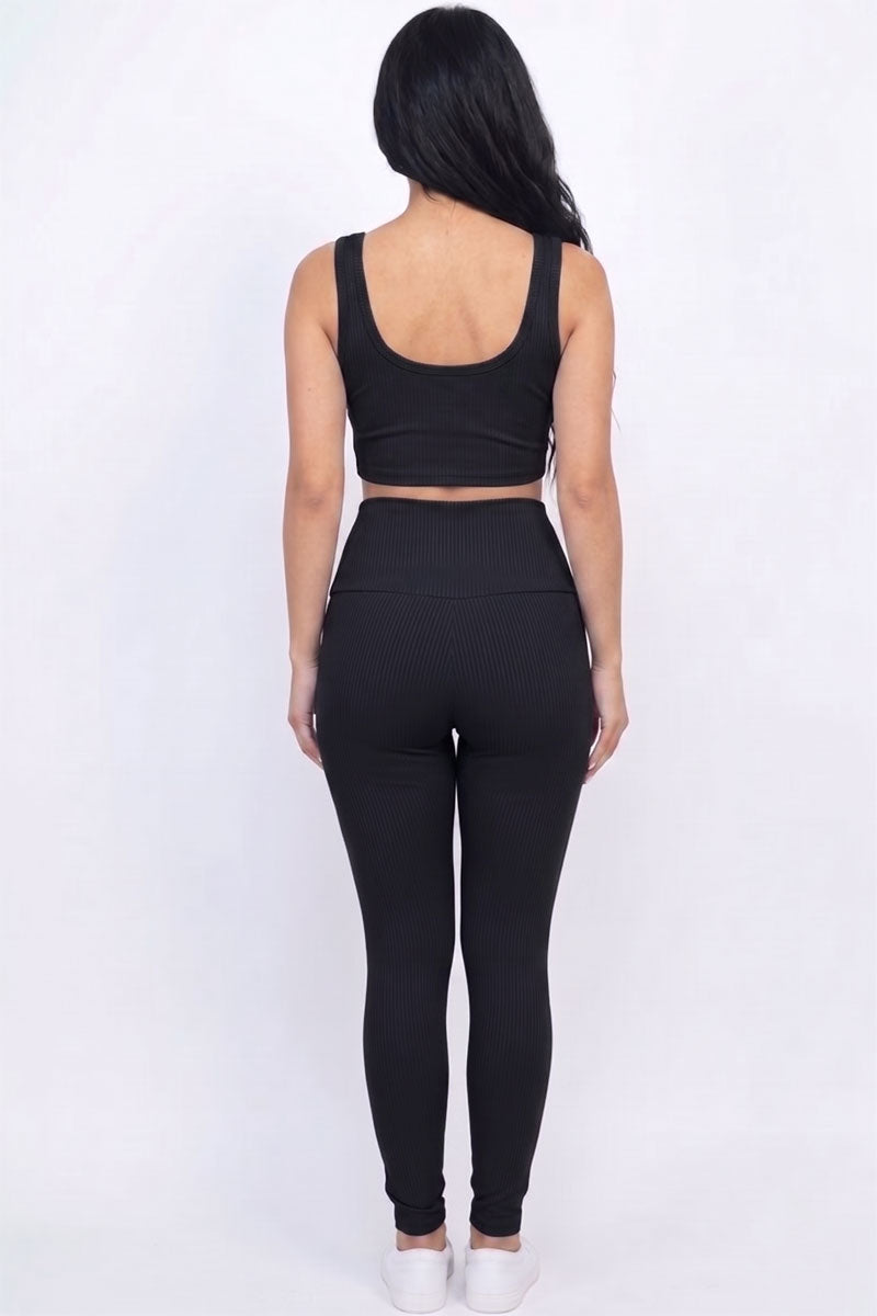 Ribbed Crop Top & Leggings Set