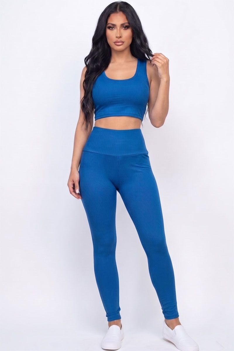 Ribbed Crop Top & Leggings Set
