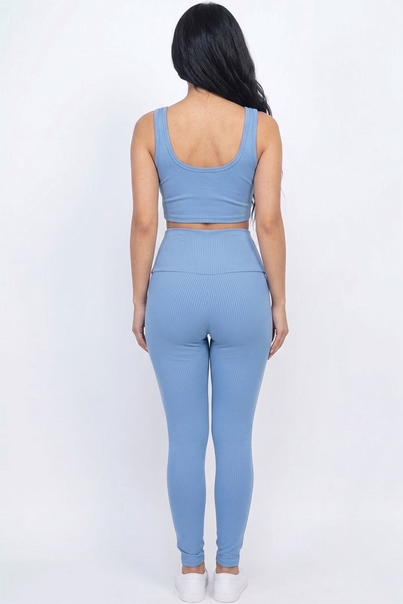 Ribbed Crop Top & Leggings Set