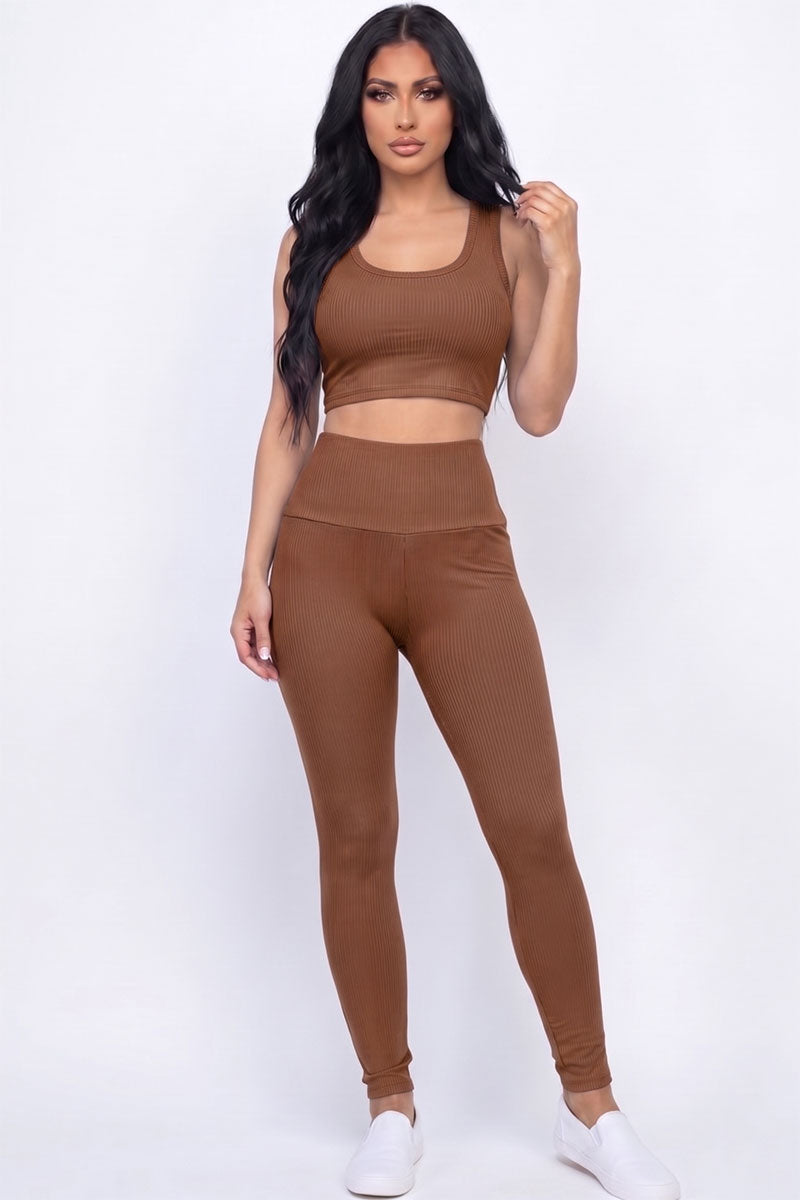 Ribbed Crop Top & Leggings Set