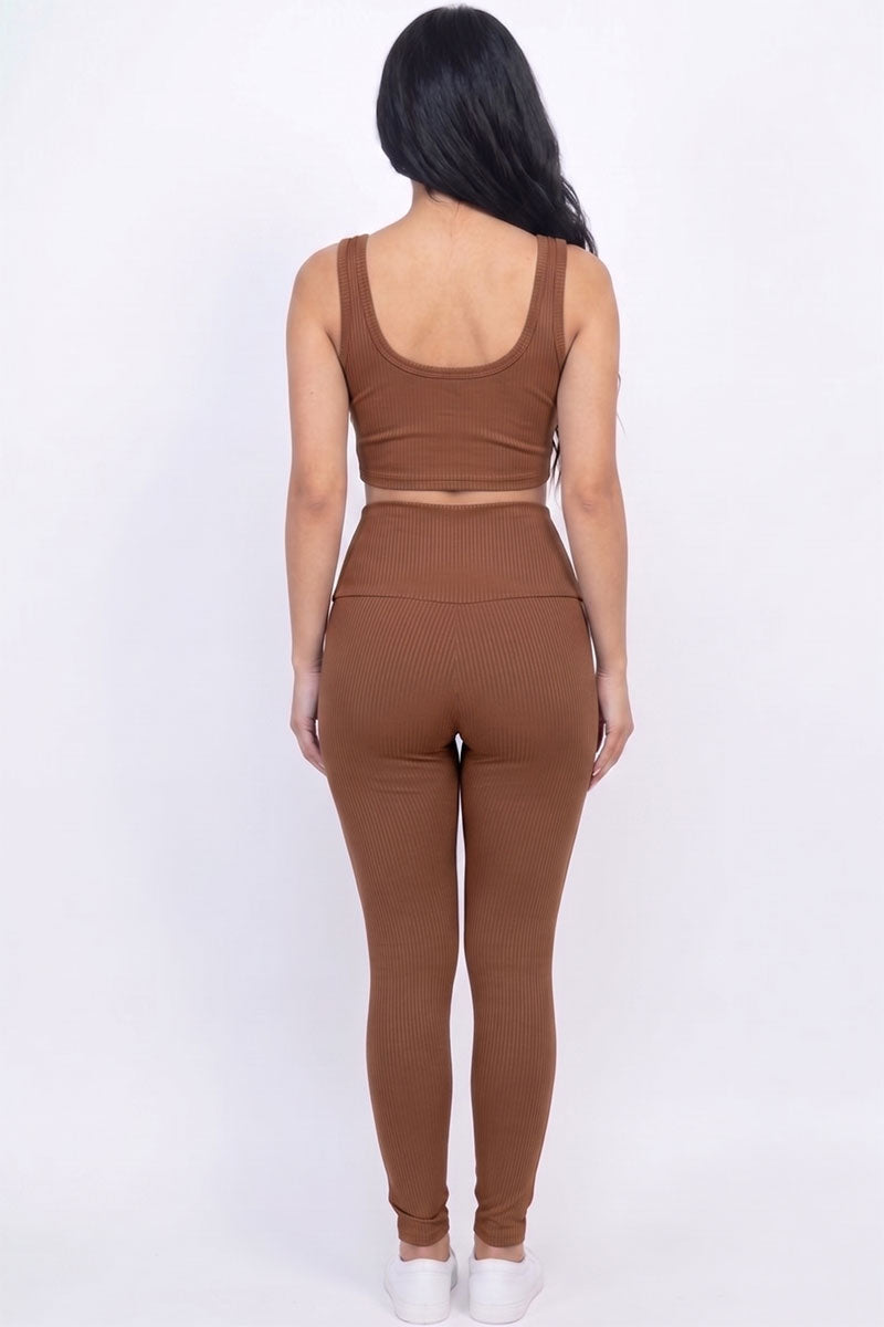 Ribbed Crop Top & Leggings Set