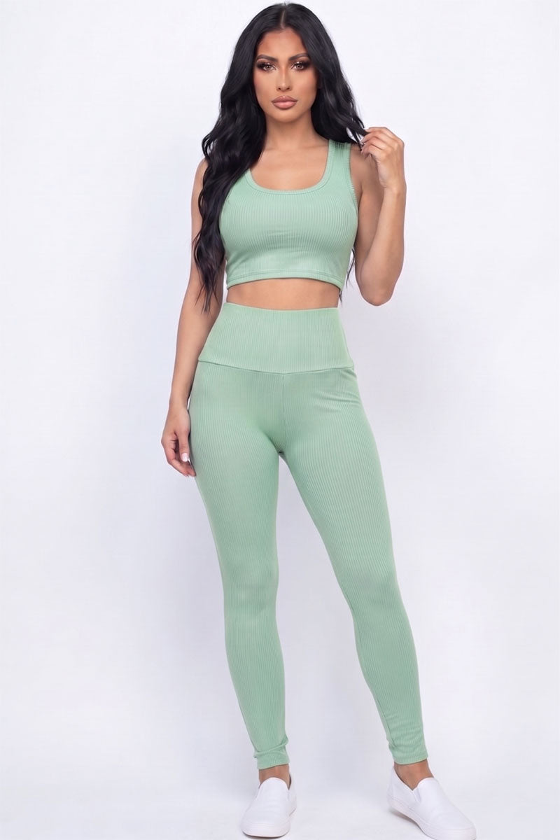 Ribbed Crop Top & Leggings Set