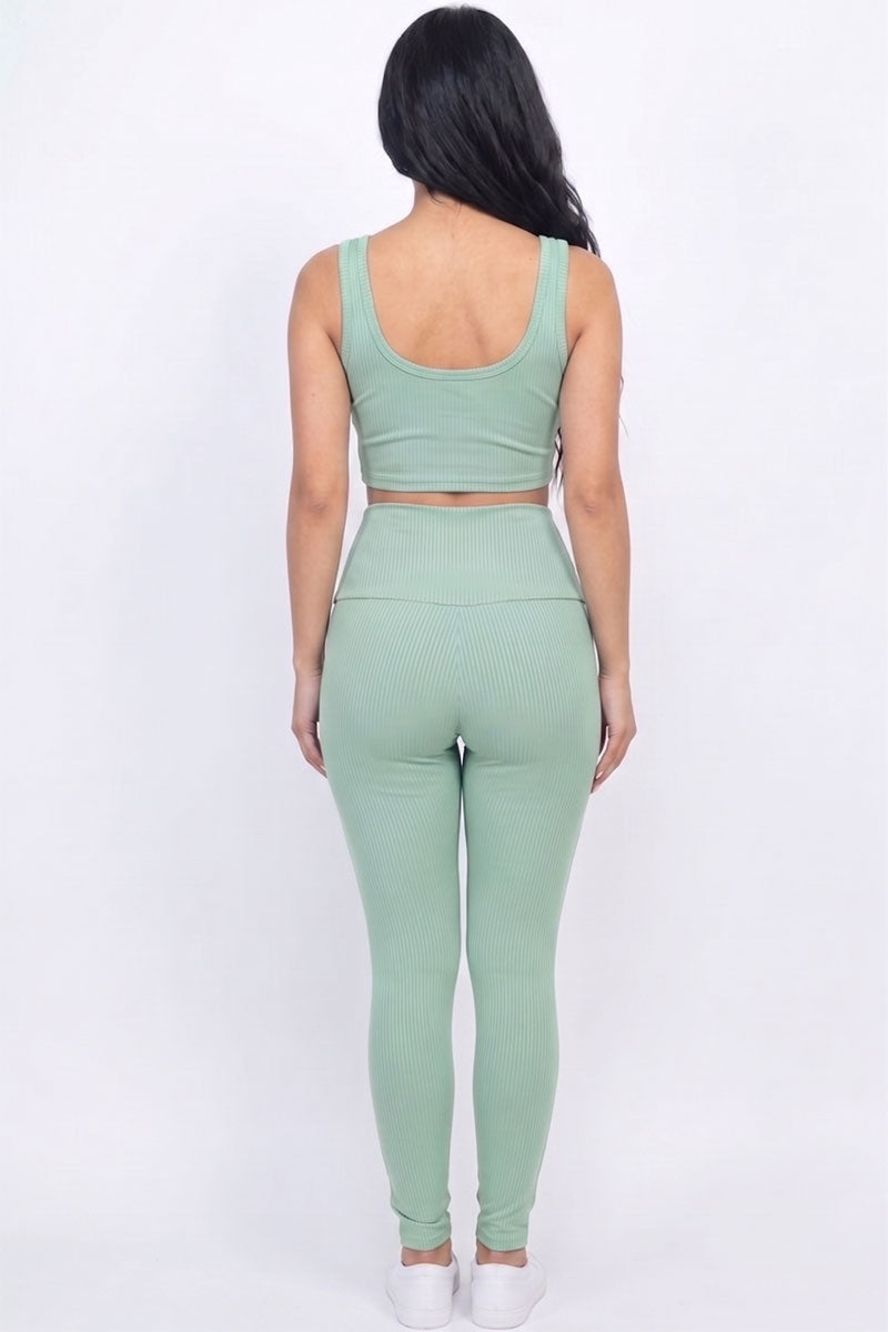 Ribbed Crop Top & Leggings Set