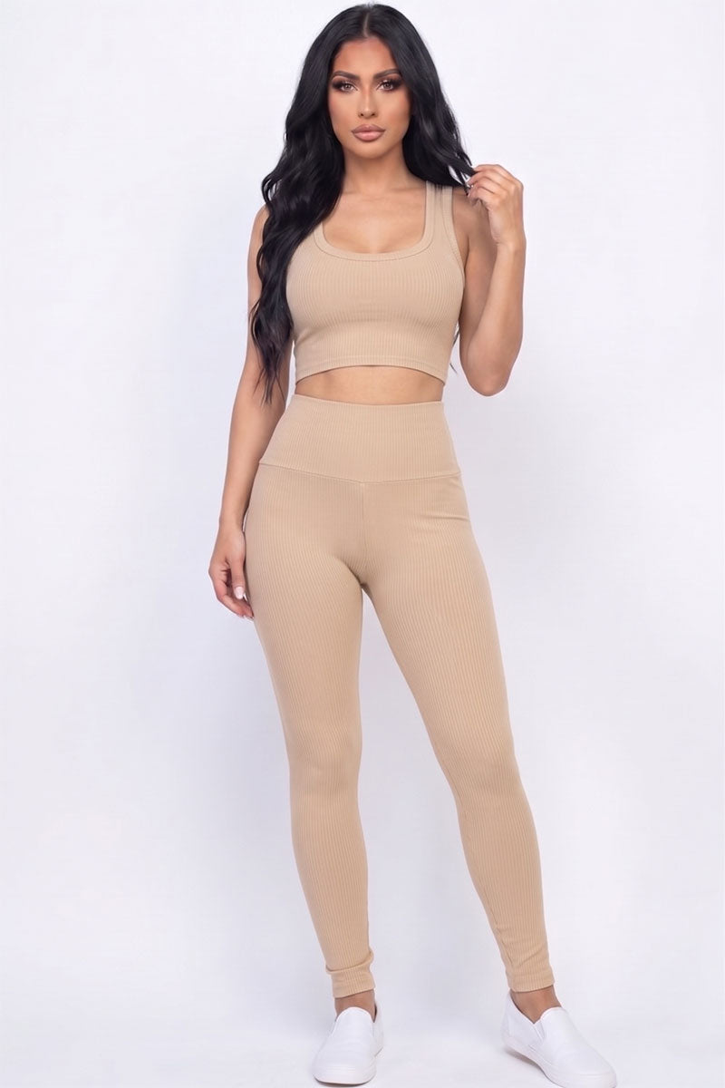 Ribbed Crop Top & Leggings Set