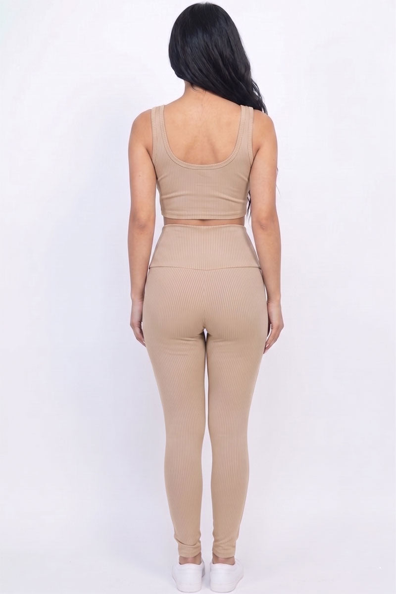 Ribbed Crop Top & Leggings Set