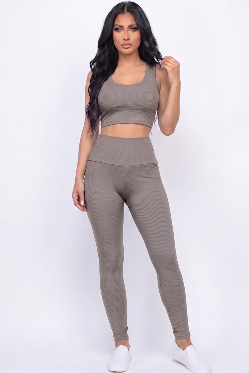 Ribbed Crop Top & Leggings Set
