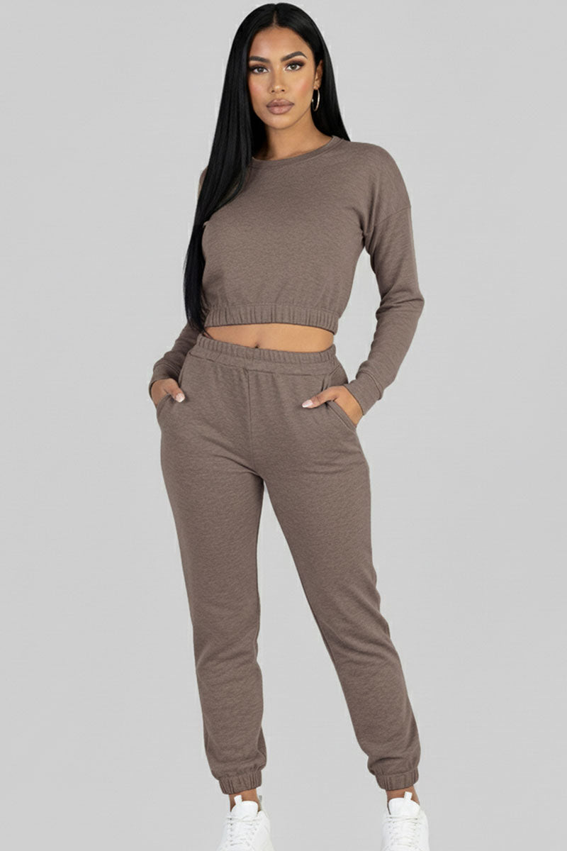 French Terry Elastic Waist Pullover & Joggers Set