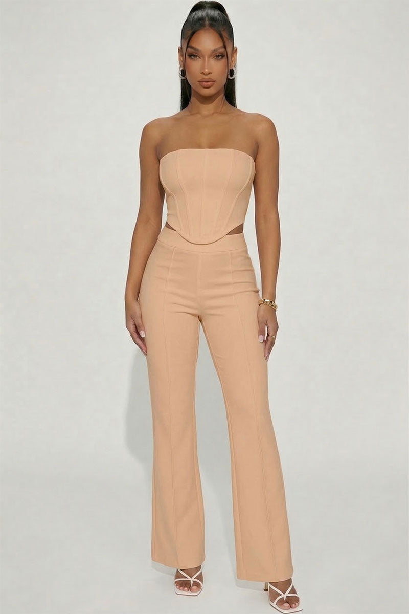 Strapless Corset Top & Flare Pants Set