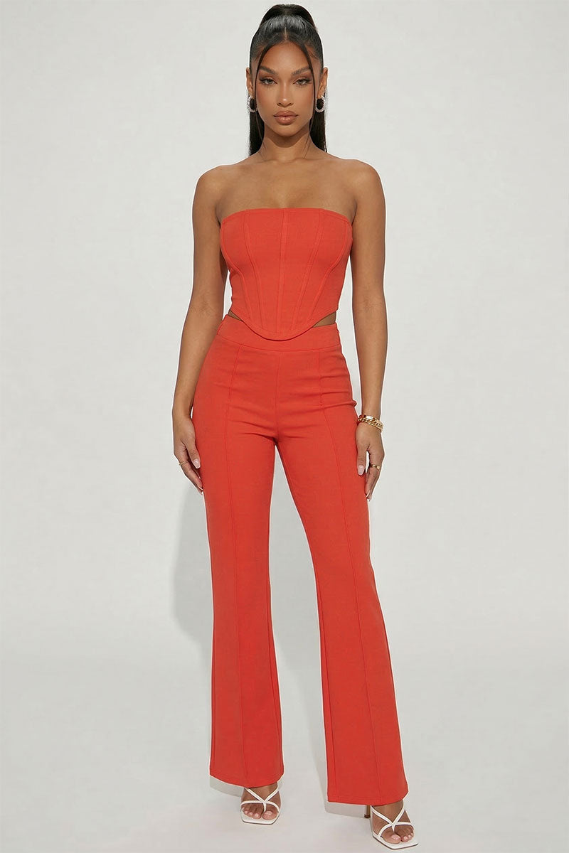 Strapless Corset Top & Flare Pants Set