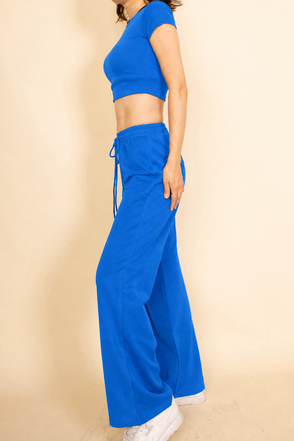 2-Piece Crop Tee & Wide Leg Lounge Pants Set