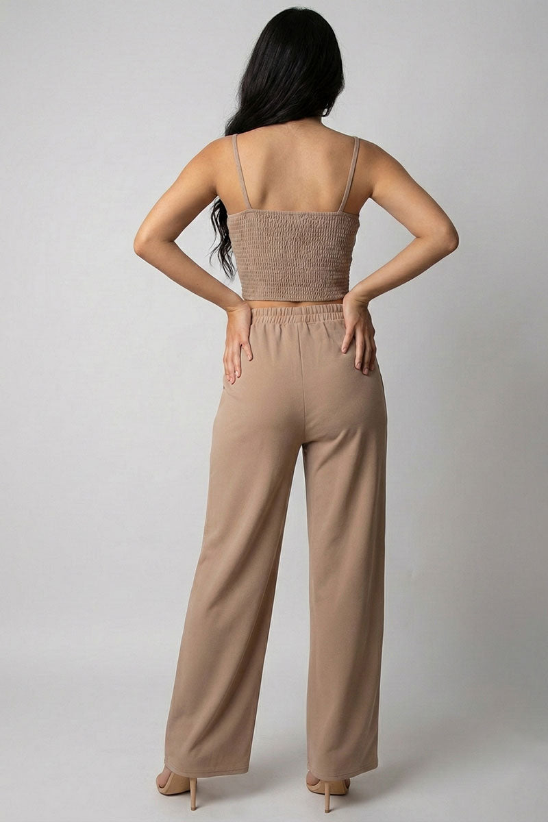 Spaghetti Strap Bralette Top & Wide Leg Pants Set