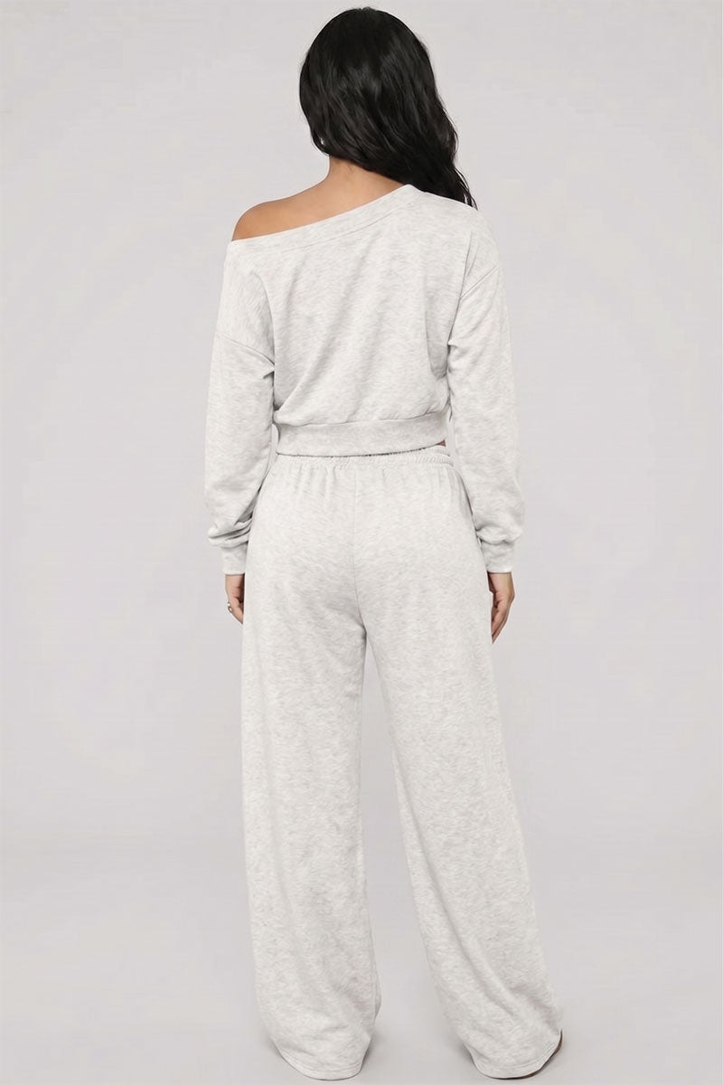 Effortless Ease French Terry Off-Shoulder Lounge Set