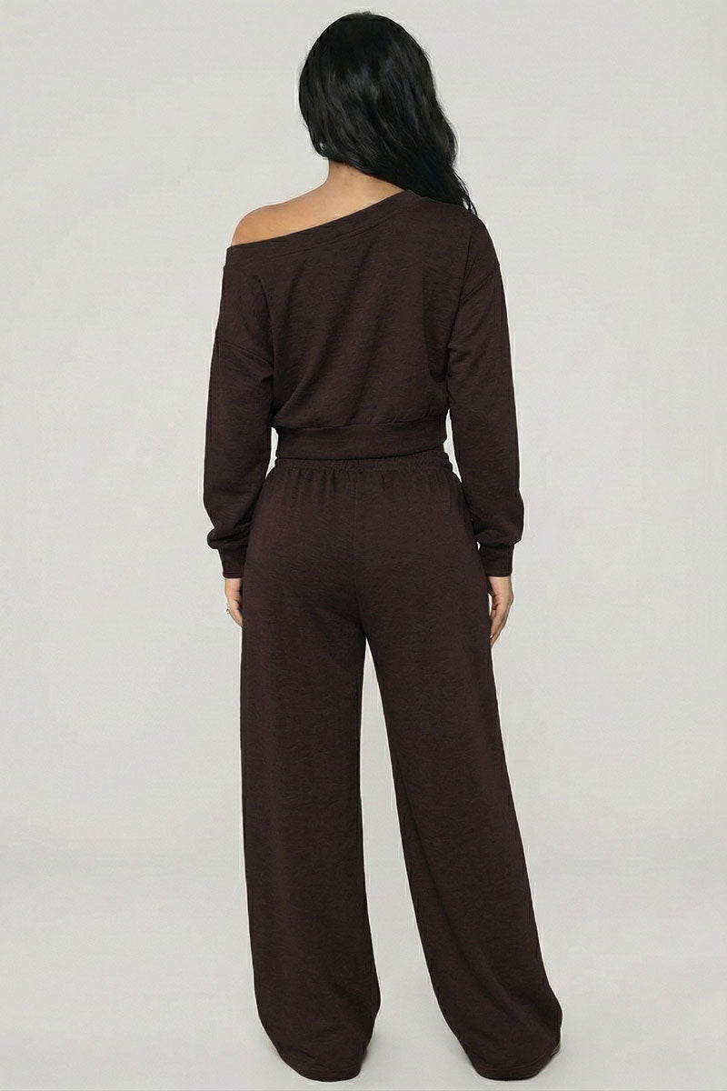 Effortless Ease French Terry Off-Shoulder Lounge Set