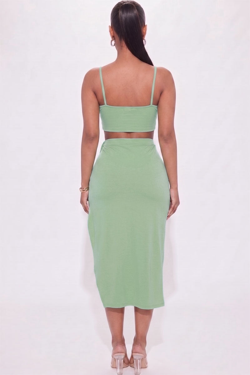 Crop Cami & Split Thigh Maxi Skirt Set