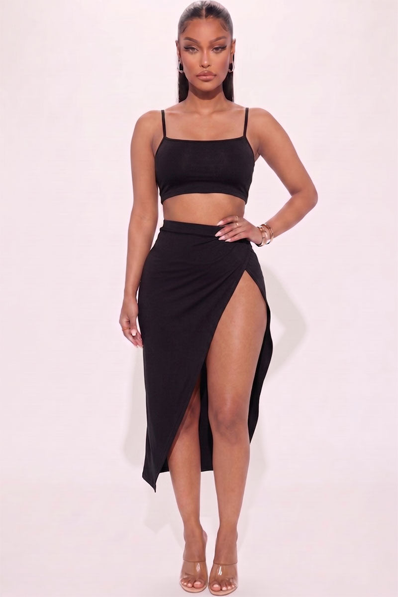 Crop Cami & Split Thigh Maxi Skirt Set