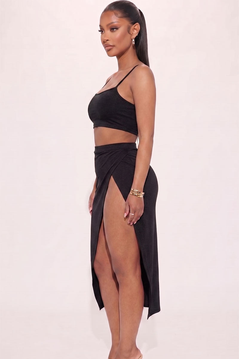 Crop Cami & Split Thigh Maxi Skirt Set