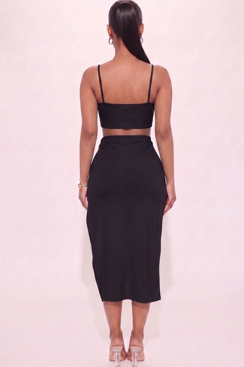 Crop Cami & Split Thigh Maxi Skirt Set
