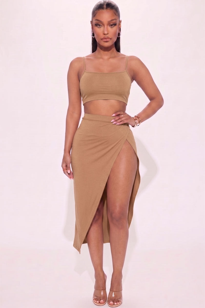Crop Cami & Split Thigh Maxi Skirt Set