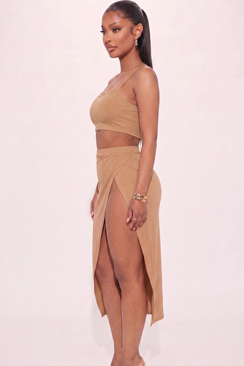 Crop Cami & Split Thigh Maxi Skirt Set