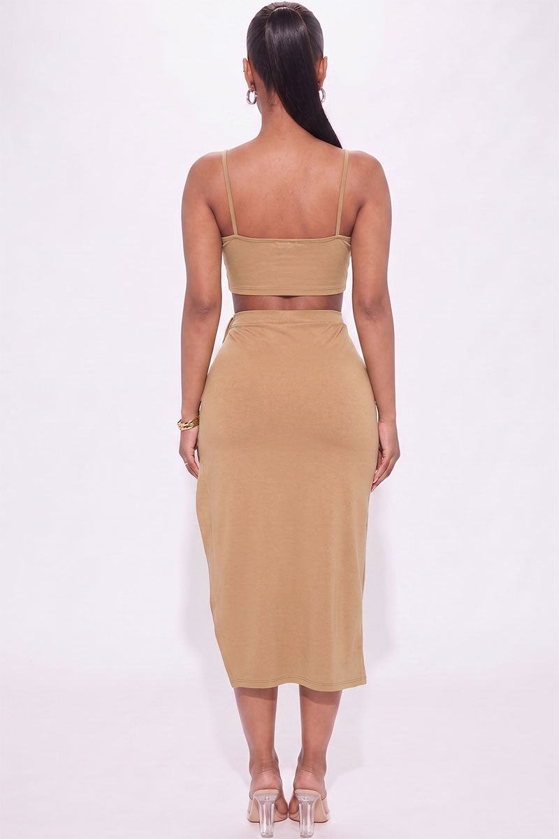 Crop Cami & Split Thigh Maxi Skirt Set
