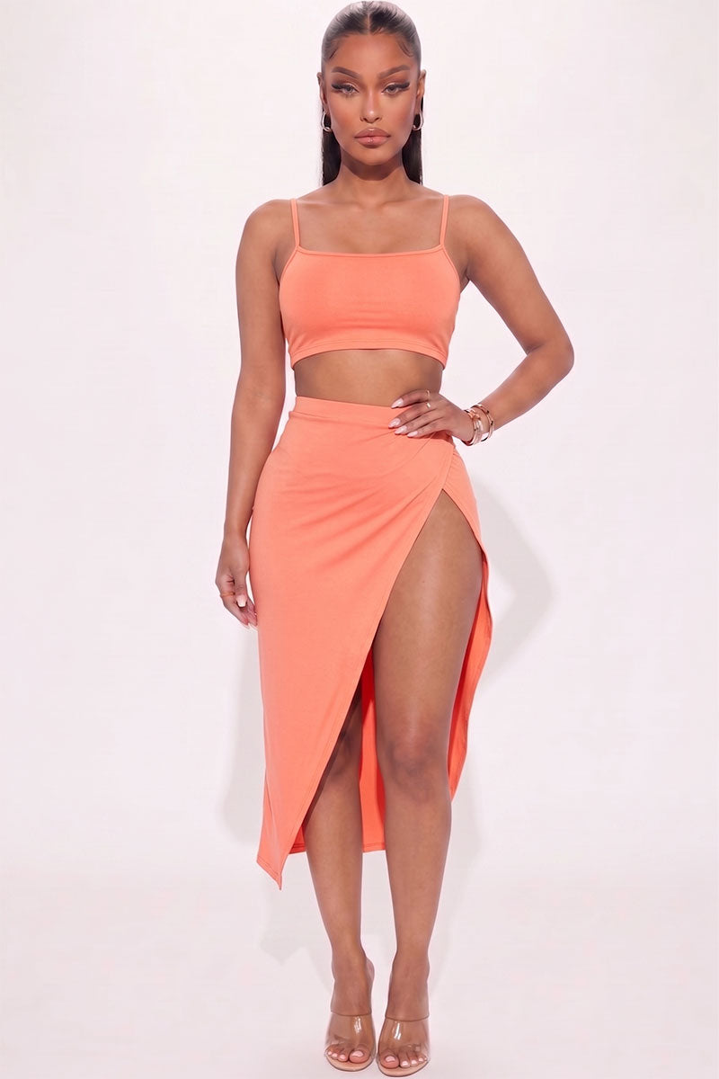 Crop Cami & Split Thigh Maxi Skirt Set