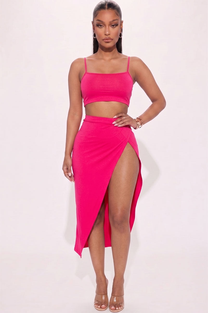 Crop Cami & Split Thigh Maxi Skirt Set